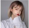 Eileen Bob Brown x Beige Parykk Naturlig Fluffy Parykk Rett Liten Ansiktseffekt Nett Inkludert Dame