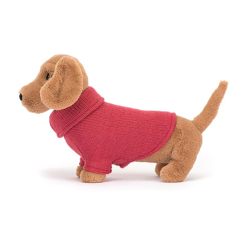 JELLYCAT Shy Series Animal Sweater Sausage Dog Pink Cute Doll Plush Doll 14cm High