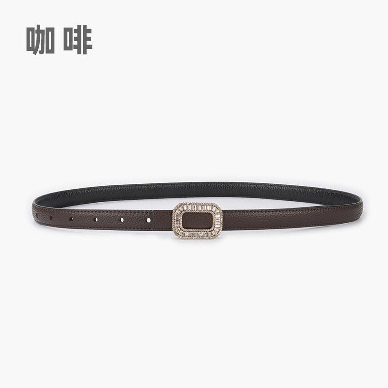 

Узор личи Первая Слой Коровьей Кожи Женский Ремень из Натуральной Кожи Женский Ремень Инкрустированный Стразами Повседневные Брюки Джинсы Можно Носить Обеими Сторонами 105cm кофейный