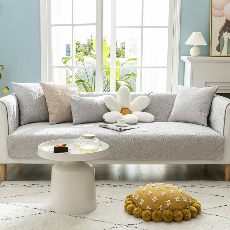 

Универсальная хлопковая стеганая вышитая годовая кольцевая подушка для дивана на четыре сезона, современная простая однотонная тканевая диванная подушка, полотенце 70x70