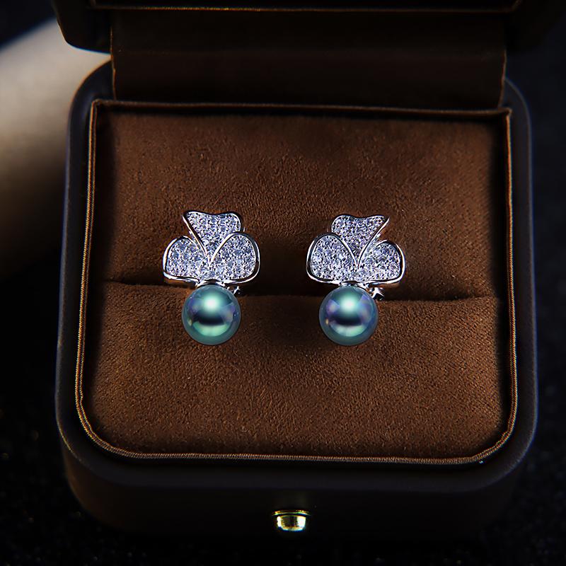 Elegant Colorful Pearl  Set Fashion Flower Ring Necklace Earrings  Three-piece Fashion Anniversary Gift