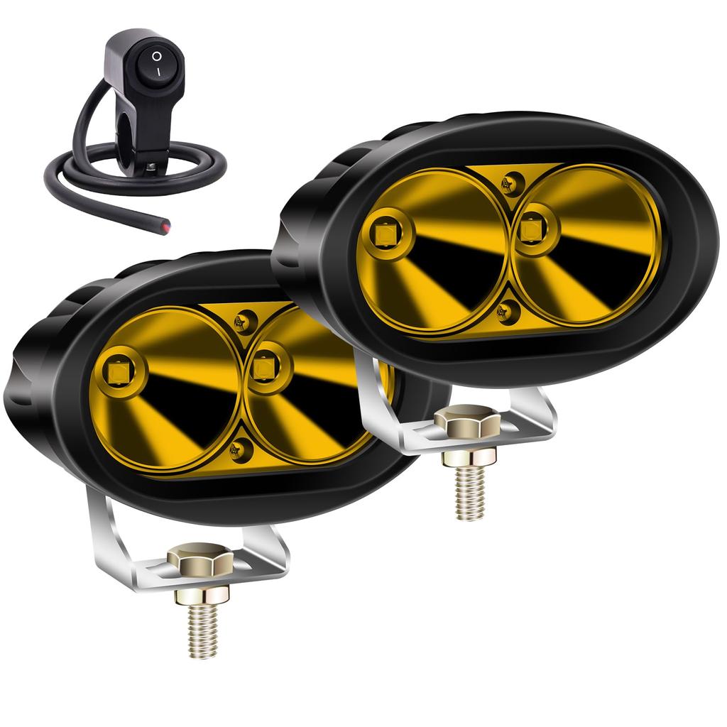 Halogen LED Fog Yellow Spot Auxiliary Light for and Waterproof and Shockproof with 20W Eyes Lights, Beam, Trucks, Cars, Boats, (Compatible 9V-80V),