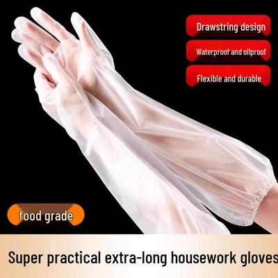 Durable Extra-Long Waterproof Dishwashing Gloves with Elastic Cuffs