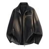 New leather jacket men's spring and autumn new high-end top American trendy brand loose casual jacket men
