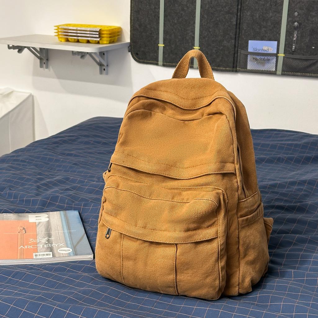 Schoolbag1011 New Korean Version Canvas Backpack Girls Casual Fashion Trend Versatile Anti-theft Travel Backpack Women