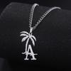 Cazador Coconut Tree Pendant Necklaces for Men Women Jewelry Stainless Steel Letter A Neck Chain Necklace Wedding Gift Wholesale