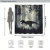 1Pc Horror T-Rex Dinosaur Shower Curtain In Misty Forest - Realistic Jurassic Design With 12 Hooks, 70X70 Inches, Dark Trees And