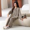 Woven cotton gauze pajamas women's spring and autumn pure cotton long-sleeved women's spring and summer cotton thickened loungewear set