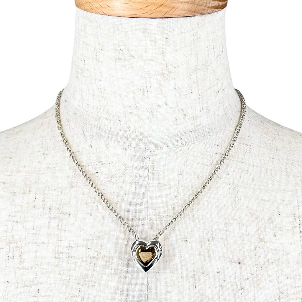 Great TIFFANY&Co. Necklace Double Heart Puzzle Silver 925 Women Used