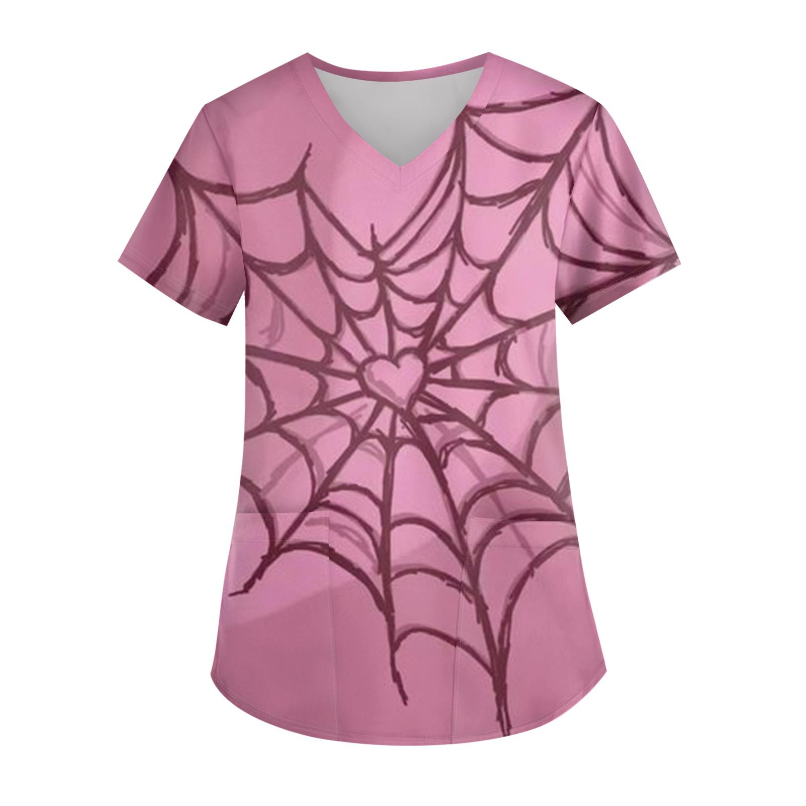 

Ladies Valentine s Day Printed Fashionable V-neck Pocket Short Sleeved Uniform And Caregiver Top XL кавун червоний колір