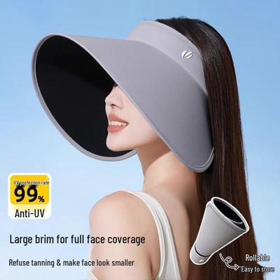 Women's Empty Top Large Brim UV Protection Sun Visor