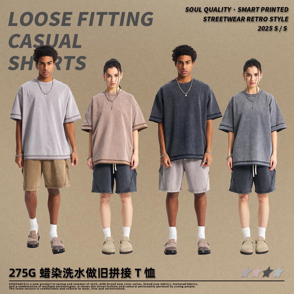 275 GSM 100% Bavlna Prané Tričko Potisk Vlastního Vzoru Pánská Trička Personalizované Tričko