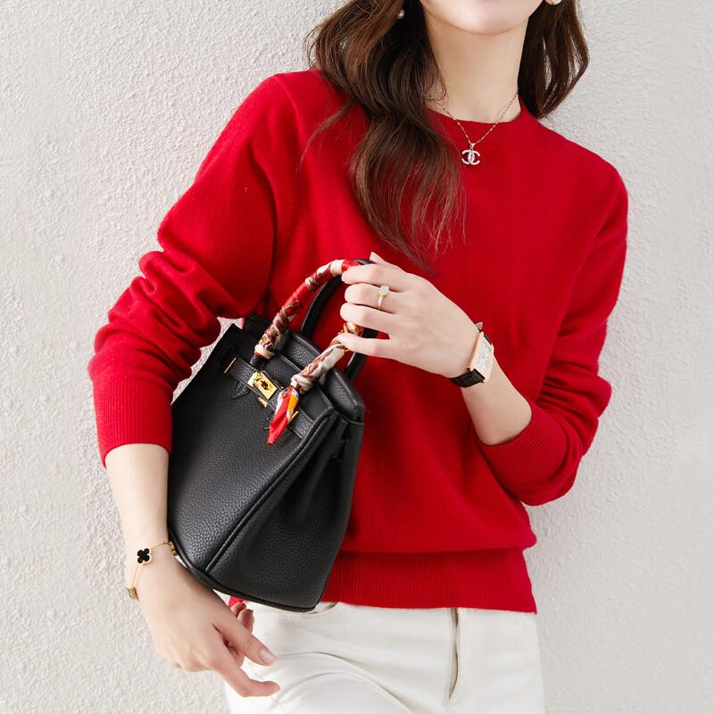 SNOWFLYING Women's Wool Blend Round Neck Pullover Sweater