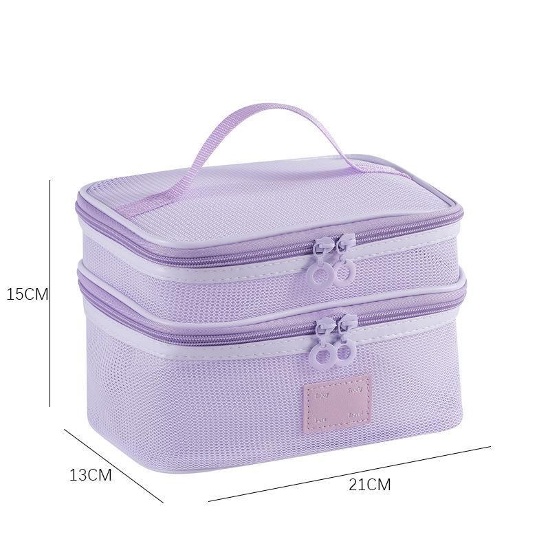 Large Capacity Mesh Makeup Bag - Portable Transparent Toiletry Storage