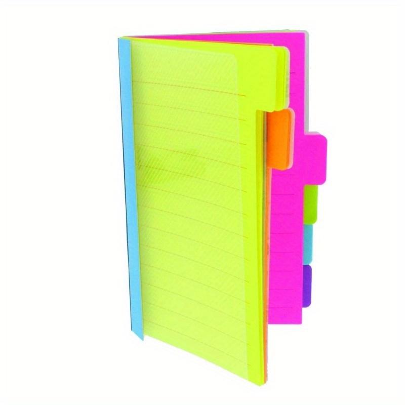 1Pc Divider Sticky Notes, Tabbed Self-Stick Lined Note Pad, 60 Ruled Notes, Assorted Neon Colors Index Sticky Notes