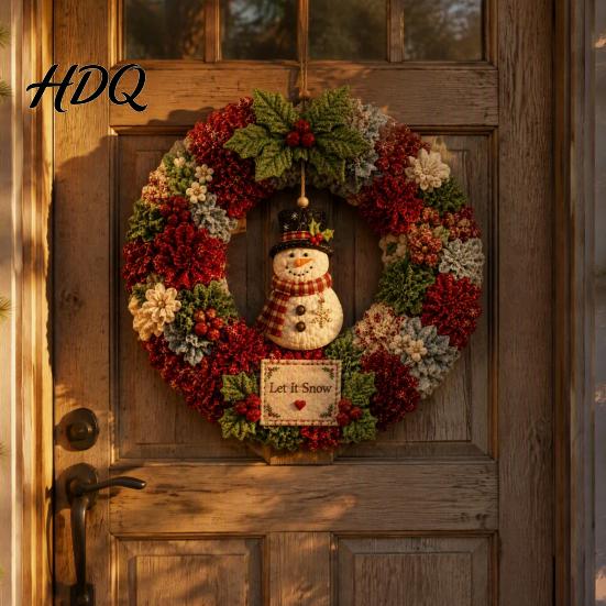 Relaxing Holiday Craft Projects 3D Fabric Wreath Poke Art Kit for Adults Christmas Unique Keepsake Presents Kit Santa Snowman Design