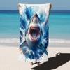 1PC White Shark Animals Paint for Family Friends Gifts Towel Quick-Dry Beach Towel For Yoga Tourism Beach GYM Camping Swimming