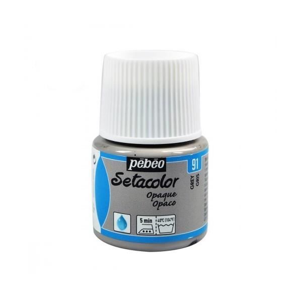 Peinture textile - Pébéo - Setacolor opaque - Gris N°91 - 45ml - Couleurs intenses