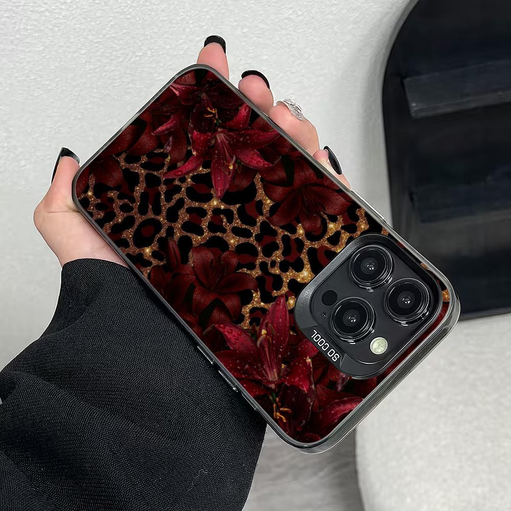 Retro leopard print floral pattern phone case suitable for iPhone 17 16 15 14 13 12 11 Pro/Max/Plus anti drop and shockproof