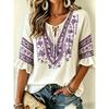 Damen Weiße Geblümte & Paisley Print Krawattenhals Bluse, Lässige Lockere Tops für Frühling Sommer Tägliches Tragen & Urlaubsanlässe