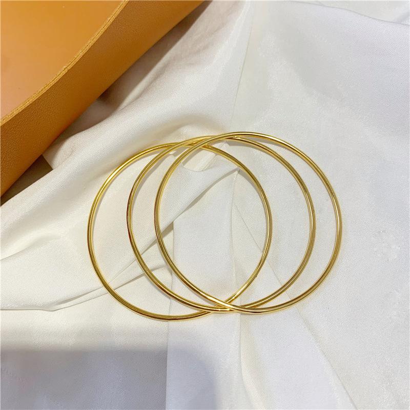 Fashionable Simple Plain Ring Bracelet For Women Round Elegant Gold Color Bangle Luxury Accessories Jewelry Gift