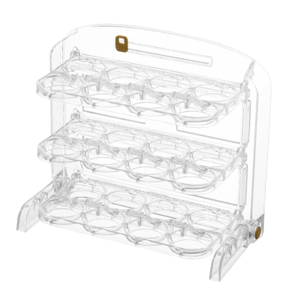 Three Layers Egg Tray Dispenser Holder 24 Grid for Kitchen Drawer Household White