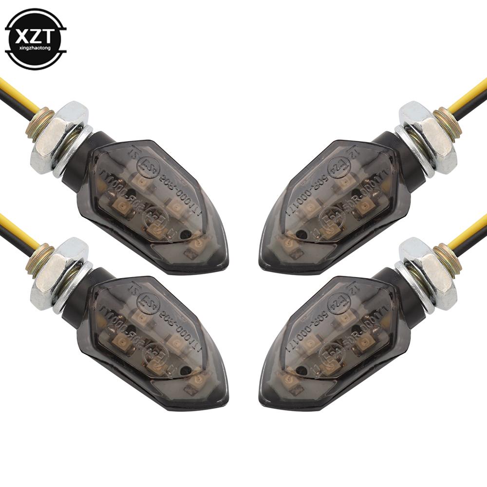 

4PCS Mini Motorcycle Smoke Lens Turn Signal Light 5LED 12V Amber Blinker Indicator Lamp Two Wire