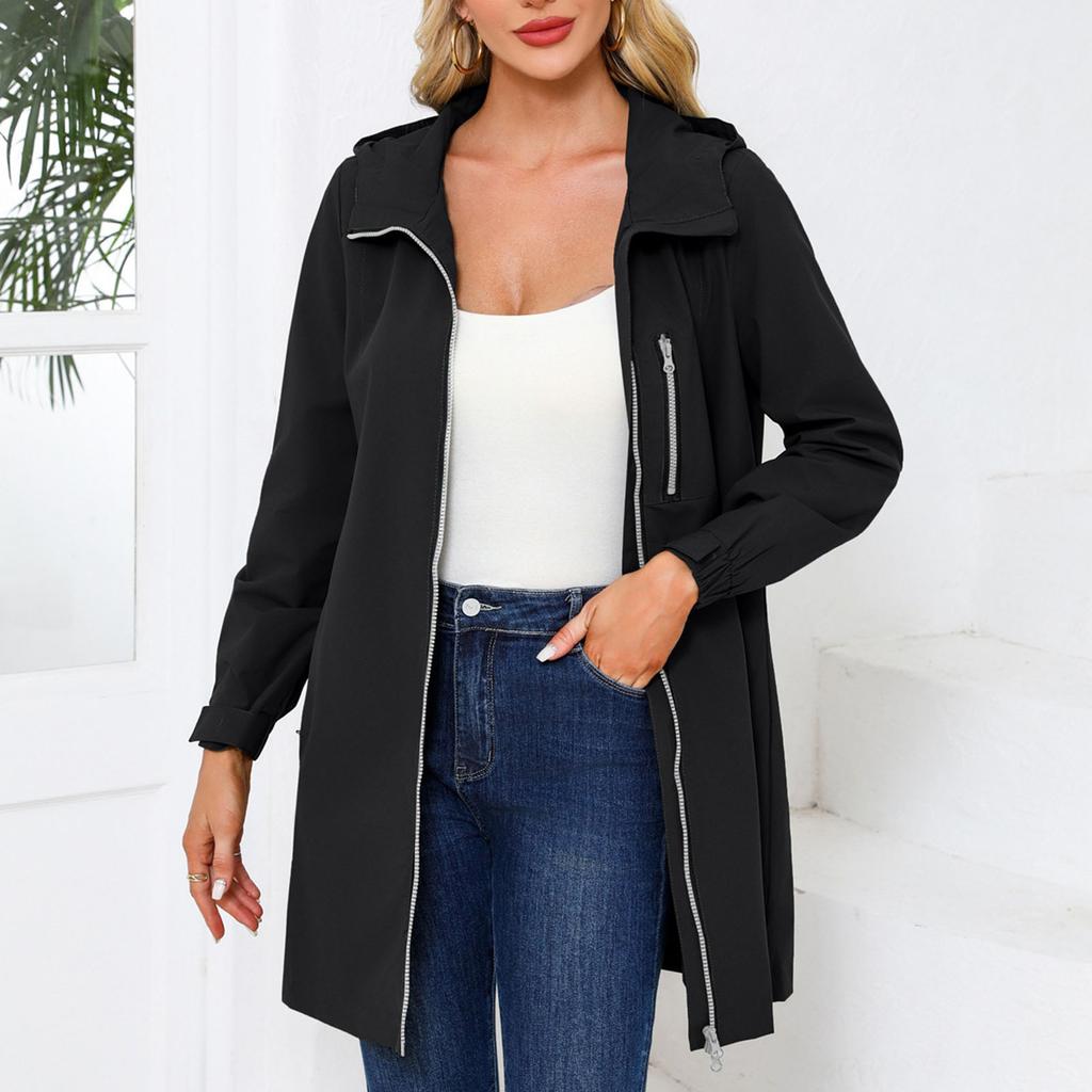 Dámská móda Jednobarevné Outdoorové Sportovní Nepromokavá Větrovka S kapucí Dlouhý rukáv Volný Ležérní Větruodolná bunda