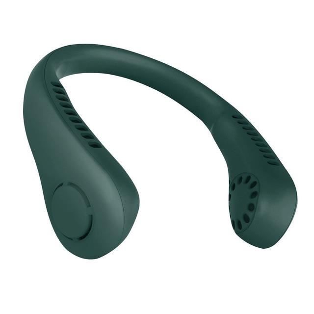 Portable Fan - Mini Neck Fan - Rechargeable - 3 Speeds - Green - Silent 60 dB
