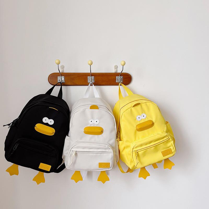 Adorable Cartoon Duck Kindergarten Backpack Large Capacity For Kids Boys Girls Breathable Canvas