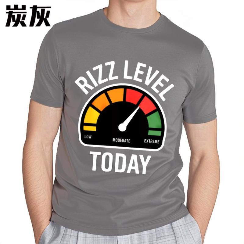 Mens Unisex Comfort Tshirt Plus Size Summer For Her T Shirt Rizz Level Gauge Today Short Sleeve Travel O Neck Tee Shirt