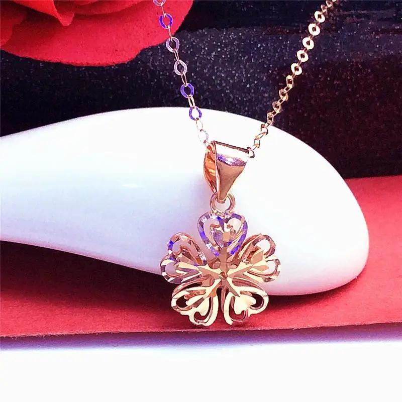 

Покрытое медью розовое золото Новинка Ажурное цветочное колье для женщин Изысканный блестящий дизайн Подвеска Свадебный ужин Циркон 45cm