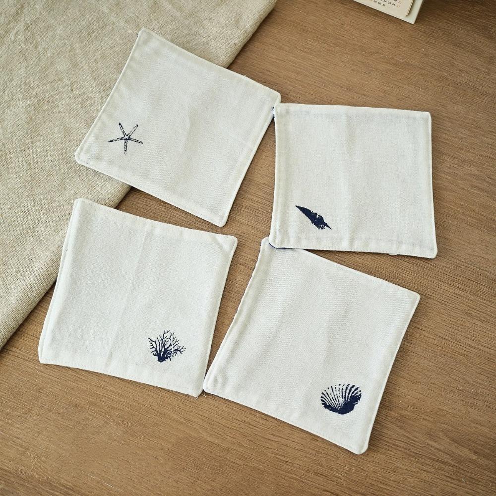 

4PCS/SET Creative Rustic Cotton Coasters Vintage Handmade Tea Cup Pad Washable Delicate Bowl Mats Daily Use