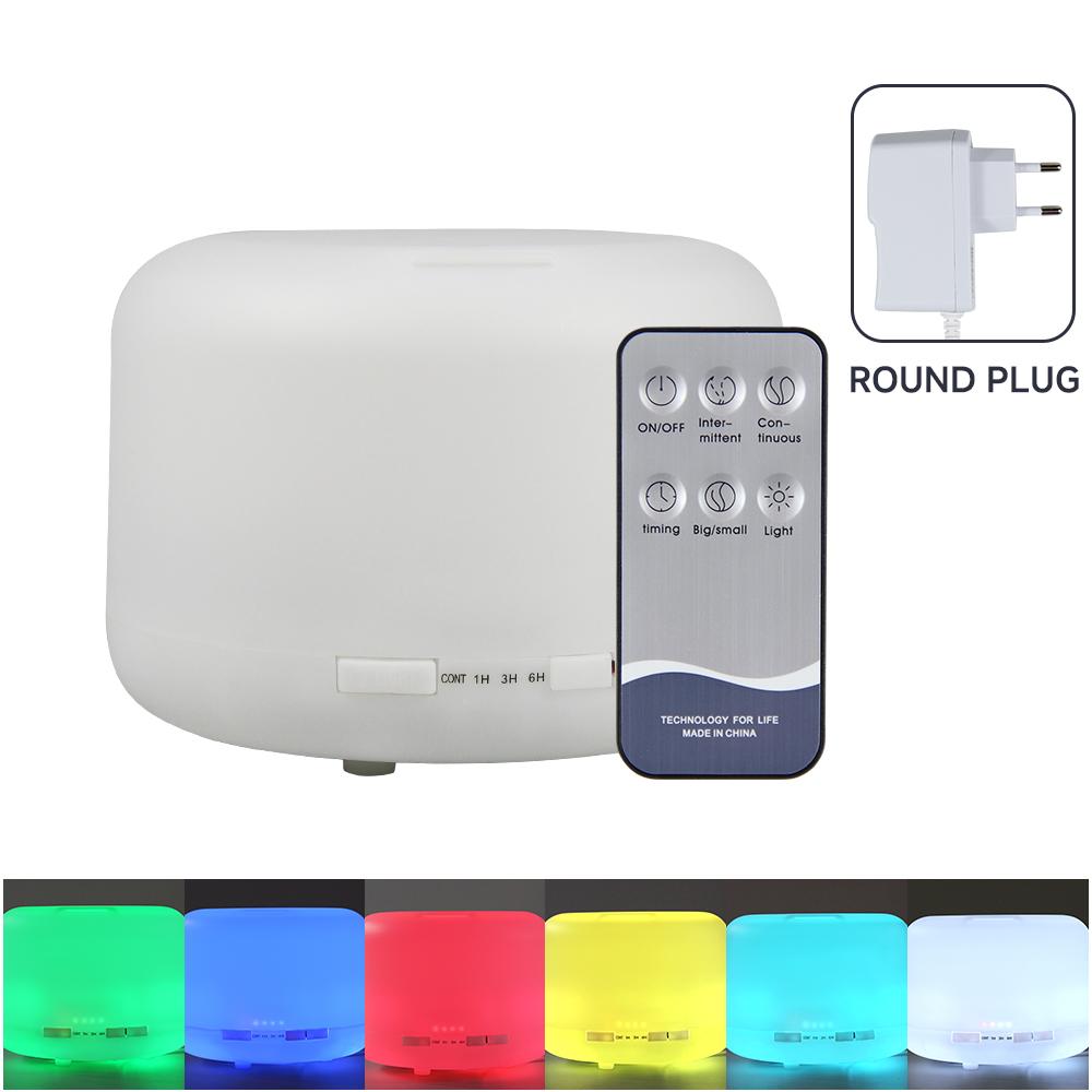 500ml Ultrasonic Air Humidifier Bedroom Aroma Diffuser with Remote Control, Auto-off and 7 Colors Light Bedside Table Light