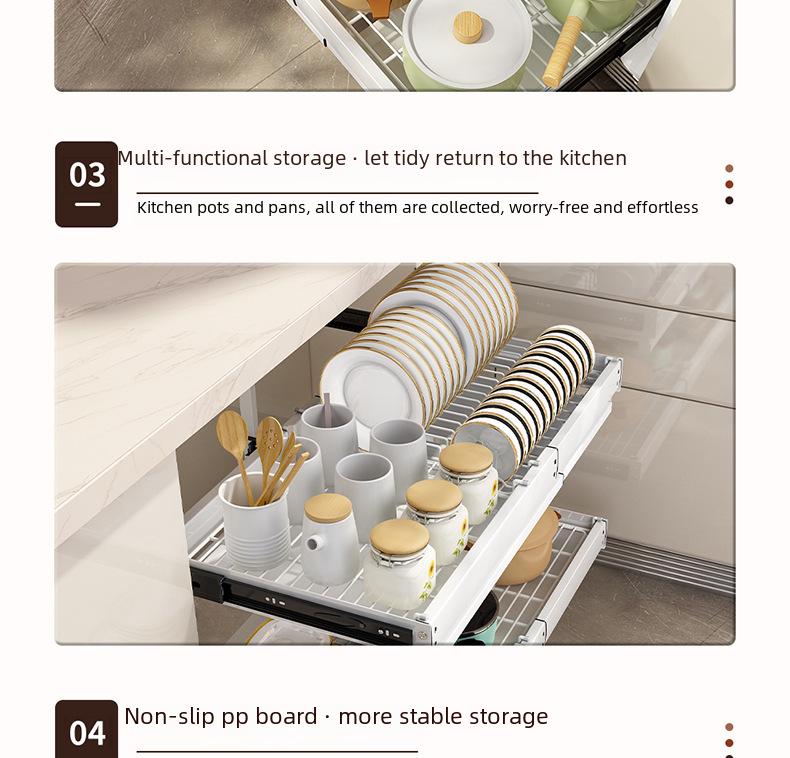 Under-Sink Kitchen Cabinet Storage Rack with Drawer and Tiered Basket