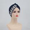 Solid Color Cross Knot Headwrap Versatile Headwrap Hat New Side Leaf Rhinestones Headscarf  Party