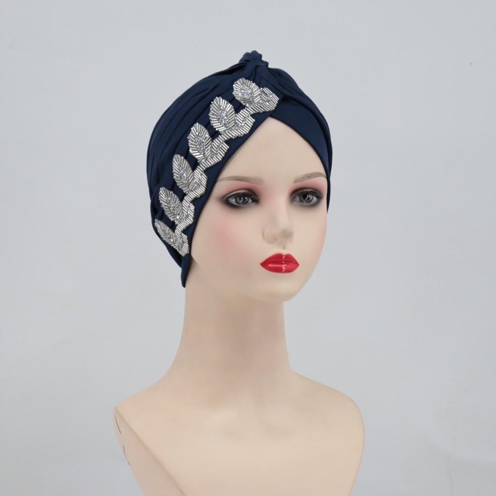 Solid Color Cross Knot Headwrap Versatile Headwrap Hat New Side Leaf Rhinestones Headscarf  Party
