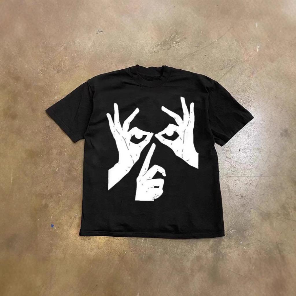 Unisex Tshirt Oversized Cotton Short Sleeve Shadow Print Y2k Top Tees Harajuku Streetwear Vintage Graphic Korean Aesthetic Clothing