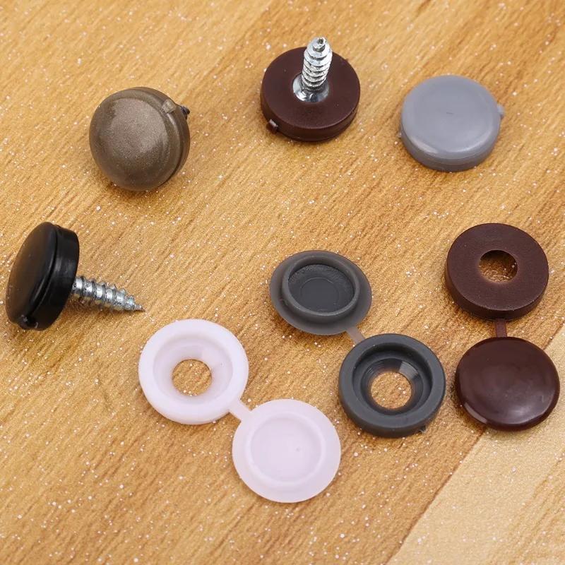 Protective Cap Hinged Plastic Screw Cap for Furniture Decorative Hardware 100PCS Cover Fold Snap Button Nuts Bolts Fixing Caps