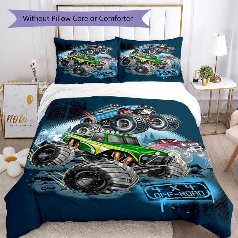 3pcs Truck Bedding Set Duvet Cover Closure Includes 1 Duvet Cover & 2 Pillowcases, Soft and Comfortable for All Seasons.