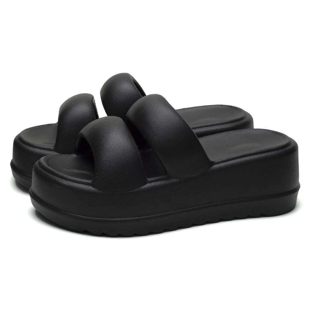 

Женские тапочки с толстой подошвой, летняя корейская версия удобных тапочек для отдыха на высоком каблуке 36-37 чёрный