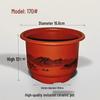 Imitation Ceramic Round Flower Pot, Brick Red Frosted Resin, Realistic Classical Landscape Style