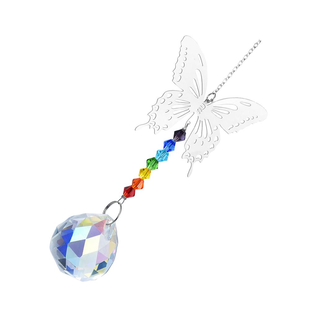 Kristallprisma Solfångare med Fjärilshänge Fönsterhängande Ornament Solskensreflektion Utomhus- och Inomhusdekorationer