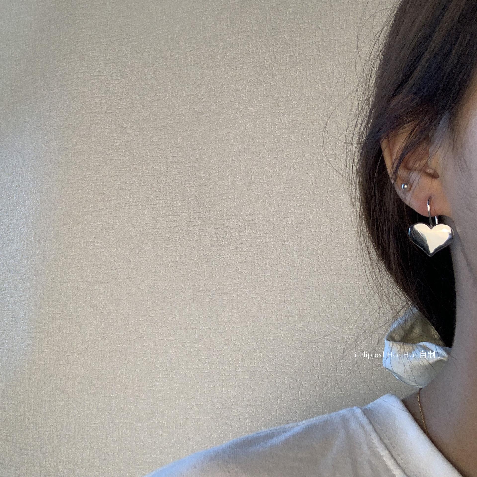 

iFHH. Homemade! Heavy! du Home Ding made le ble * u k gold-plated love earrings gold plated silver plated