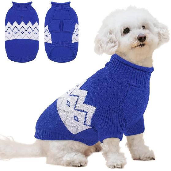 Queenmore Warm Dog Sweater, Soft Pet Knitwear, Knitted Pullover, Vlentines Day Gifts Winter Pet Clothes for Small Medium Dogs Cats