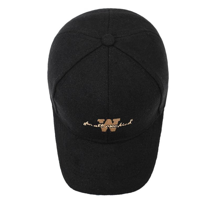 Autumn Winter Woolen Baseball Cap Embroidered Letter Cap Men's Thick Warm Cap
