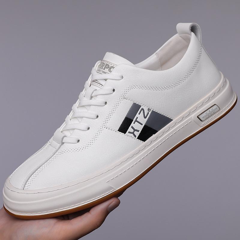 2024 autumn new men's handmade online casual leather shoes men's versatile fashion board shoes white shoes trendy shoes 1912