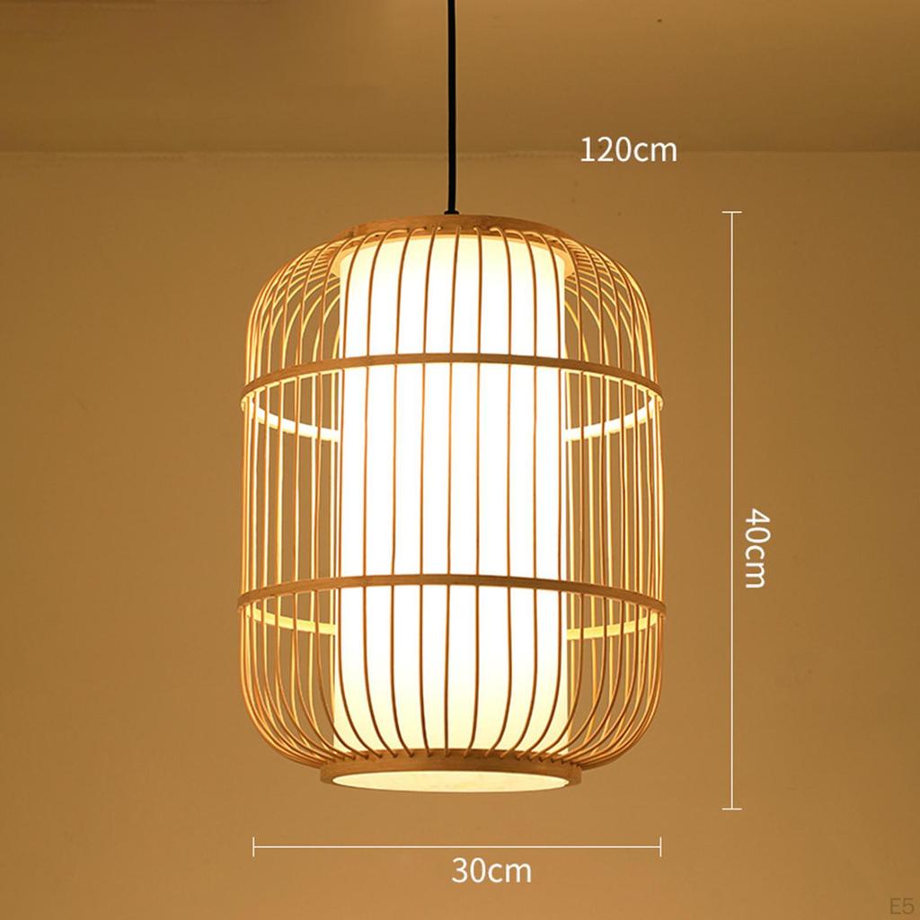 Chinese Style Bamboo Chandelier E27 Decorative Novelty Weave Lighting Fixture Droplight for Aisle