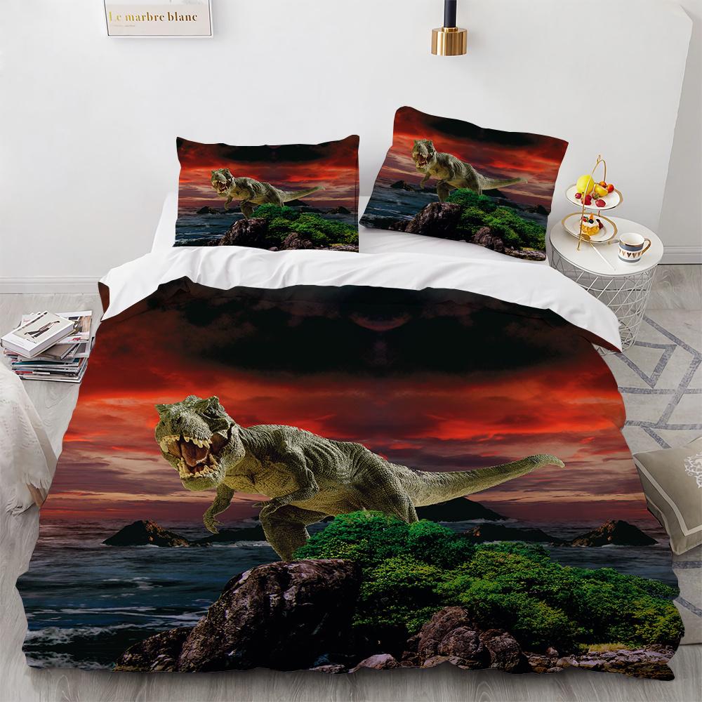3D Dinosaur Bedding Sets Jurassic World Polyester Duvet Cover Sets Unique Dinosaur Bedding For Kids Adults Full King Twin Size