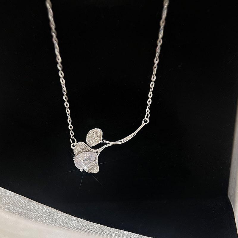 Sansheng Has Apricot and Apricot Leaf Necklace Zircon Apricot Collarbone Chain Forest Series Fresh Accessories